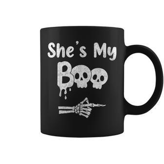 Matching Halloween Pajama Couples She’S My Boo Skull Face Coffee Mug - Seseable