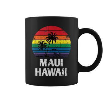 Maui Hawaii Retro Lgbt Pride Rainbow Palm Tree Coffee Mug | Mazezy