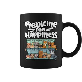 Medicine For Happiness Pill Box Animals Dog Breeds Puppies Coffee Mug | Mazezy