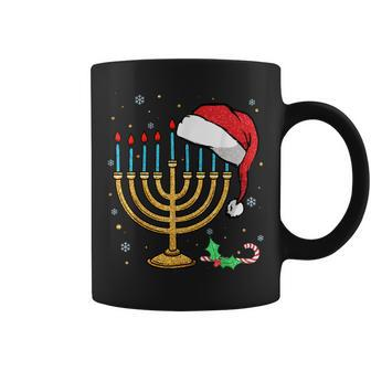 Menorah Santa Hat Chanukah Hanukkah Jewish Christmas Pajama Coffee Mug - Monsterry DE