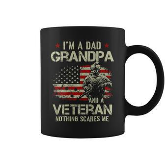 Mens Im A Dad Grandpa And A Veteran Flag Usa Fathers Day 213 Coffee Mug - Monsterry DE