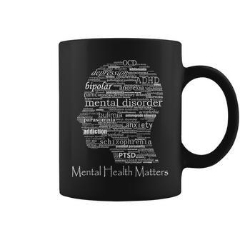Mental Health Awareness Head Words Mental Disorder Coffee Mug | Mazezy