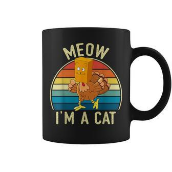 Meow I'm A Cat Thanksgiving Turkey Fake Cat Vintage Coffee Mug | Mazezy