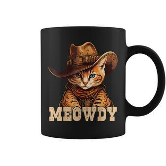 Meowdy Funny Country Music Cat Cowboy Hat Men Women Coffee Mug - Seseable