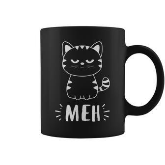 Meowy Cat Lovers Women Girls Meh Cat - Funny Cat Coffee Mug - Seseable