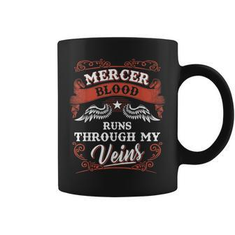 Mercer Blood Runs Through My Veins Family Christmas Coffee Mug - Seseable