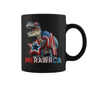 Merica Dinosaur 4Th Of July Rawr American Flag Boys Kids Usa Coffee Mug | Mazezy