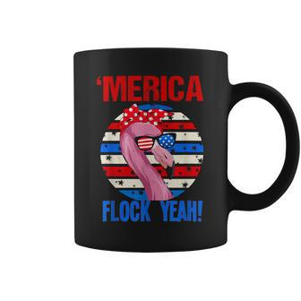 Merica Flock Yeah 4Th July Funny Patriotic Flamingo 1 Coffee Mug - Monsterry
