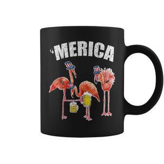 Merica Pink Flamingo 4 Of July Gift Patriotic Beer Patriotic Funny Gifts Coffee Mug | Mazezy