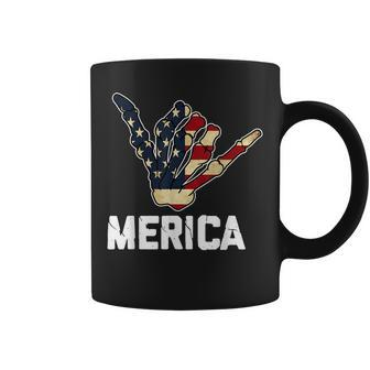 Merica Rock On 4Th Of July Skeleton American Flag Retro Usa Usa Funny Gifts Coffee Mug | Mazezy