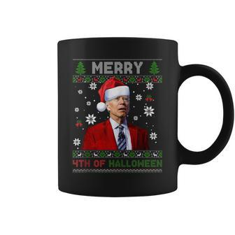 Merry 4Th Of Halloween Biden Ugly Christmas Sweater Coffee Mug - Monsterry DE