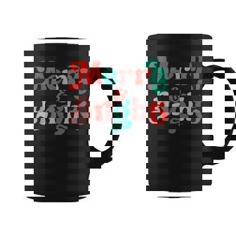 Merry And Bright Christmas Wavy Retro Christmas Xmas Holiday Coffee Mug - Thegiftio