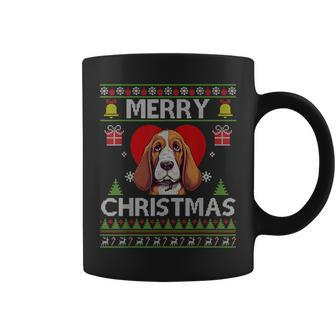 Merry Christmas Basset Hound Dog Ugly Sweater Coffee Mug - Seseable