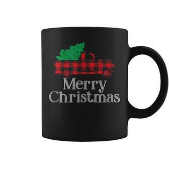 Merry Christmas Buffalo Plaid Vintage Truck Tree Coffee Mug | Mazezy