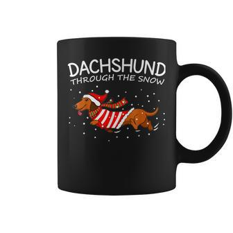 Merry Christmas Dachshund Dog Through The Snow Coffee Mug - Thegiftio UK