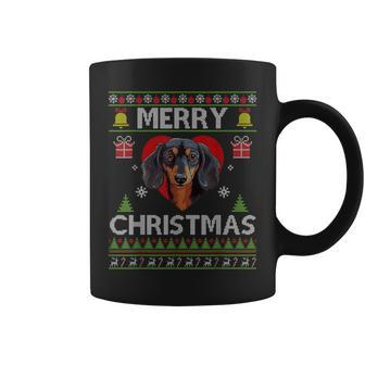 Merry Christmas Dachshund Dog Ugly Sweater Coffee Mug - Seseable