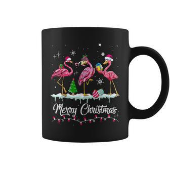 Merry Christmas Hat Santa Flamingo Snow Xmas Pajamas Coffee Mug | Mazezy