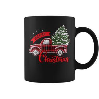 Merry Christmas Red Truck Vintage Wagon With Xmas Tree Coffee Mug | Mazezy