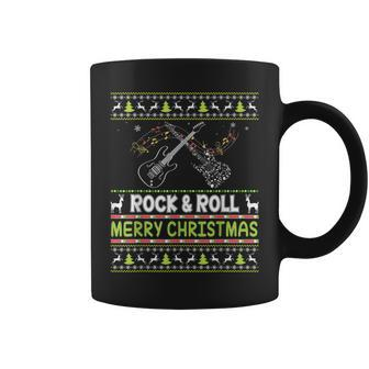 Merry Christmas Rock And Roll Electric Guitar Ugly Sweater Coffee Mug | Mazezy