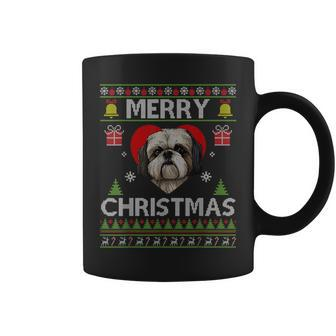 Merry Christmas Shih Tzu Dog Ugly Sweater Coffee Mug | Mazezy