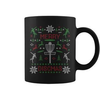 Merry Discmas Disc Golf Ugly Christmas Sweater Party Coffee Mug | Mazezy