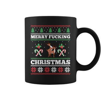 Merry Fucking Christmas Adult Humor Offensive Ugly Sweater Coffee Mug - Monsterry
