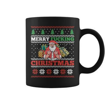 Merry Fucking Christmas Adult Humor Santa Pun Ugly Sweater Coffee Mug | Mazezy
