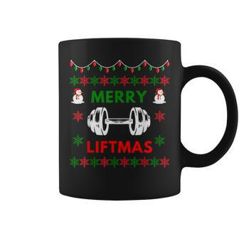 Merry Liftmas Ugly Christmas Sweater Gym Coffee Mug | Mazezy