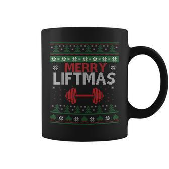 Merry Liftmas Ugly Christmas Sweater Gym Workout Coffee Mug - Seseable