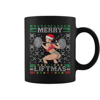 Merry Liftmas Ugly Christmas Sweater Miss Santa Gym Booty Coffee Mug - Seseable