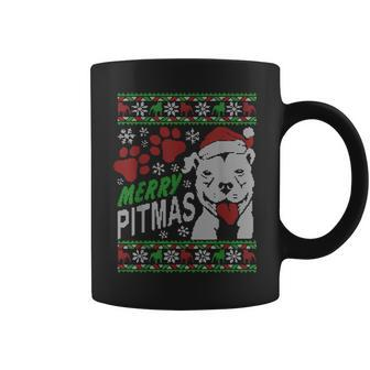 Merry Pitmas Pitbull Ugly Sweater Pitbull Christmas Xmas Coffee Mug - Monsterry