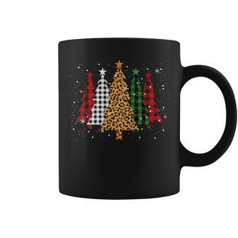 Merry Xmas Tree Buffalo Plaid Leopard Ugly Christmas Sweater Coffee Mug - Seseable