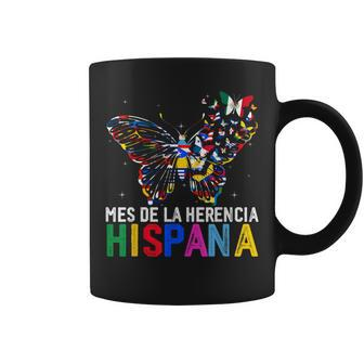 Mes De La Herencia Hispana Butterfly Latinx Countries Flag Coffee Mug - Seseable