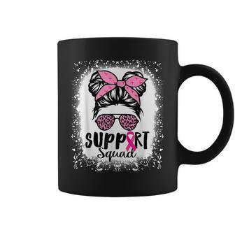 Messy Bun Glasses Pink Support Squad Breast Cancer Awareness Coffee Mug | Mazezy