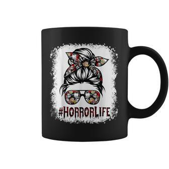 Messy Bun Horror Life Horror Movie Horror Mom Halloween Coffee Mug - Seseable