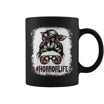 Messy Bun Horror Life Horror Movie Horror Mom Halloween Coffee Mug | Mazezy