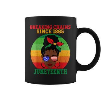 Messy Bun Junenth Breaking Chains Bandana Afro Sunglasses Coffee Mug | Mazezy