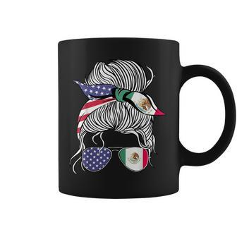Mexican American Patriot Grown Proud Girl Flag Coffee Mug - Seseable