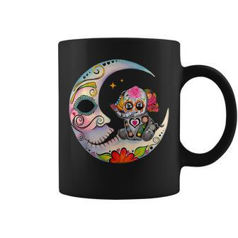 Mexican Sugar Skull Elephant Moon Dia De Muertos Halloween Coffee Mug | Mazezy