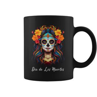 Mexican Sugar Skull Girl Halloween Dia De Los Muertos Coffee Mug - Thegiftio UK