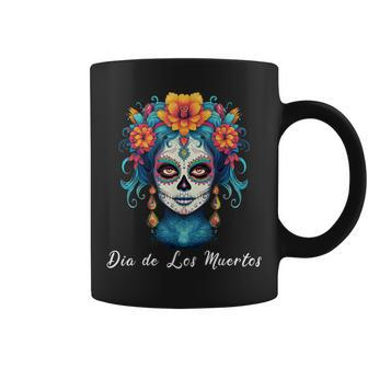 Mexican Sugar Skull Girl Halloween Dia De Los Muertos Coffee Mug - Seseable