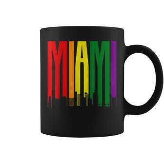 Miami Florida Skyline Lgbtq Gay Pride Rainbow Coffee Mug | Mazezy