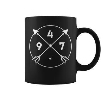 Michigan Area Code 947 State Pride Souvenir Arrow Coffee Mug | Mazezy DE