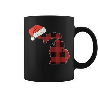 Michigan Plaid Christmas Santa Hat Holiday Matching Coffee Mug - Thegiftio UK