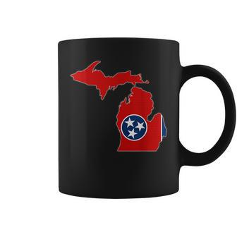 Michigan State Map Tennessee Tn Flag Roots Men Women Gift Coffee Mug | Mazezy