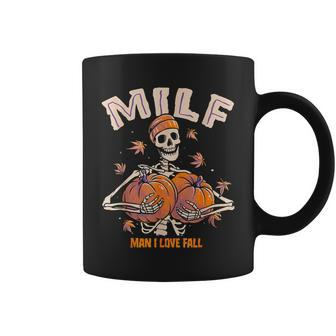 Milf Man I Love Fall Skeleton Pumpkin Halloween Coffee Mug - Monsterry UK