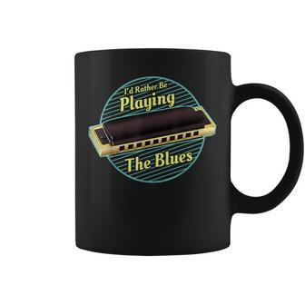 Modern Blues Harmonica Jazz Music Rather Playing Blues Coffee Mug | Mazezy