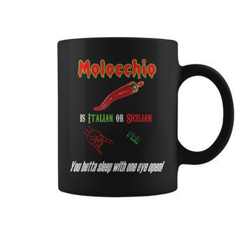 Molocchio Italian Sicilian Evil Eye Hand Horns Funny Coffee Mug | Mazezy