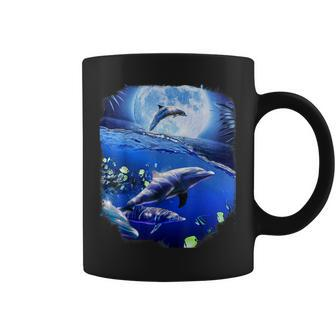 Moon Dolphin Space Dolphins Coffee Mug - Seseable