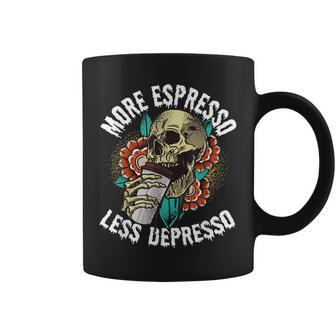More Espresso Less Depresso Skull Coffee Lover Energy Drink Coffee Mug - Thegiftio UK